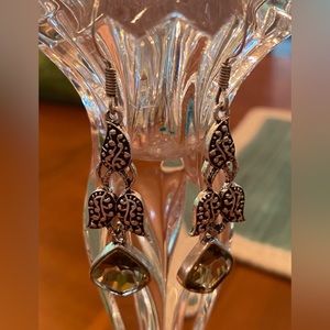 NWT Smoky Topaz Sterling Silver Dangle Earrings 2 5/8”Long